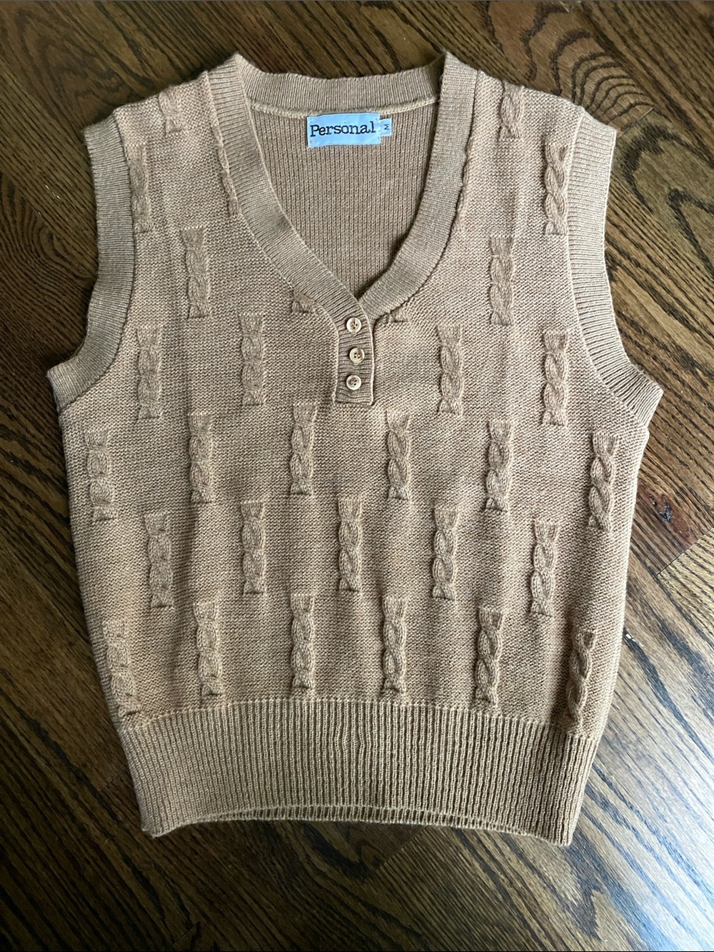 Persona Camel Cable Knit Sleeveless Vest
